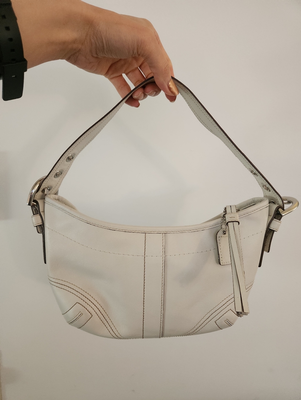 Coach White Leather Shoulder Bag